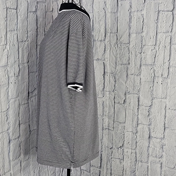 PERRY ELLIS Blue and White Striped Polo Shirt XL - Picture 4 of 6